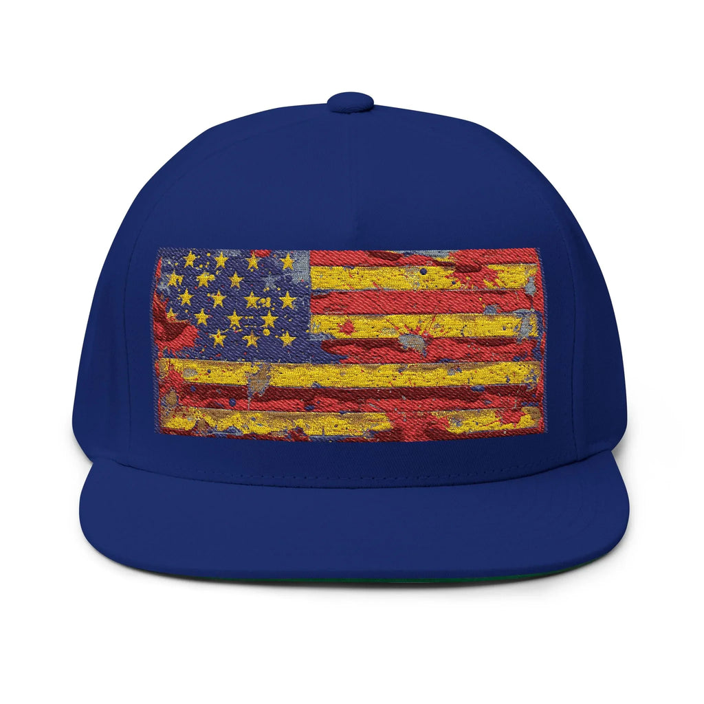 Patriotic Embroidered Flat Bill Cap | USA Flag Hat for Outdoor Events, Gifts, Festivals, July 4th, Summer Days - 250 USA Celebration