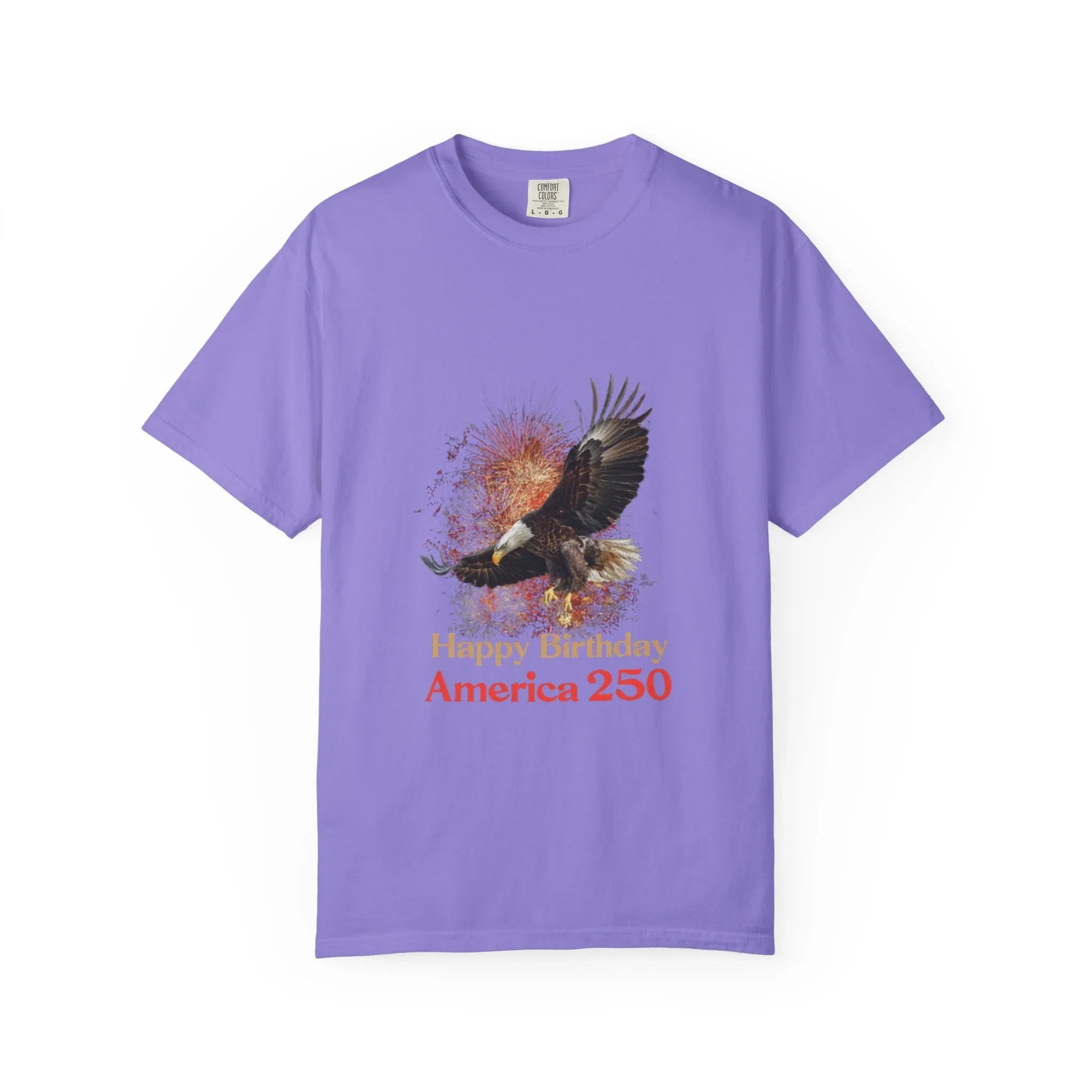 Eagle Illustration Happy Birthday America 250 T-Shirt | Patriotic Bald Eagle Tee - 250 USA Celebration