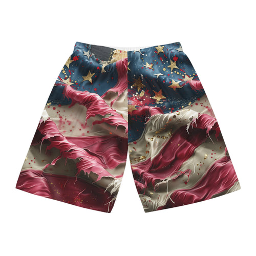American Flag Basketball Shorts — All-Over Print Patriotic Athletic Shorts