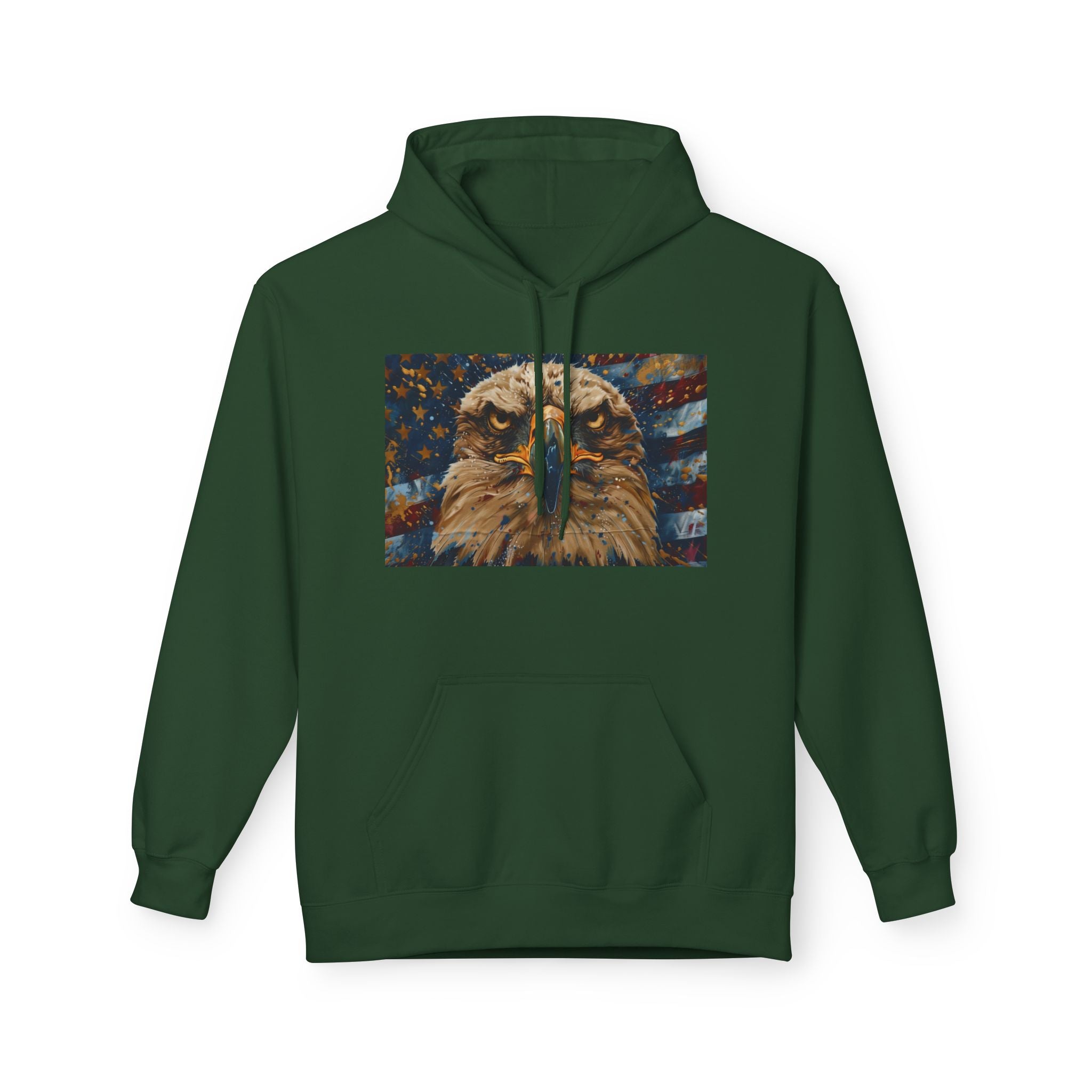 Patriotic Eagle Hoodie — American Flag Bald Eagle with "1776 - 2026" Back Print