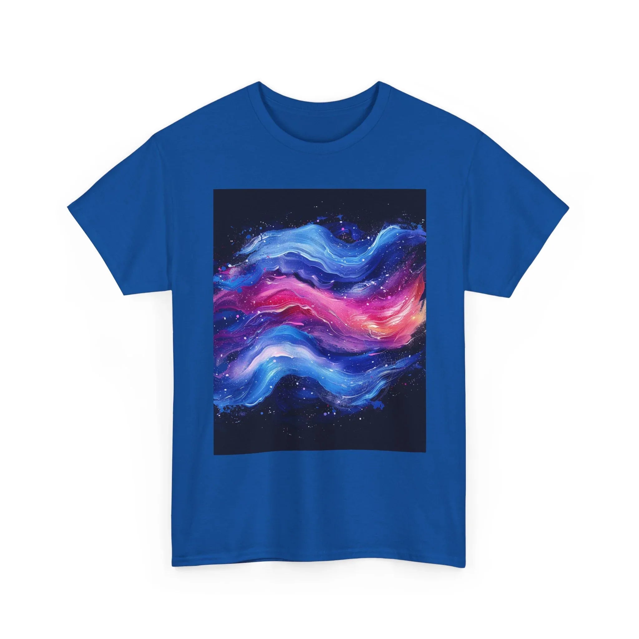 Galaxy Wave Abstract Art T-Shirt | Cosmic Pink Blue Nebula - 250 USA Celebration