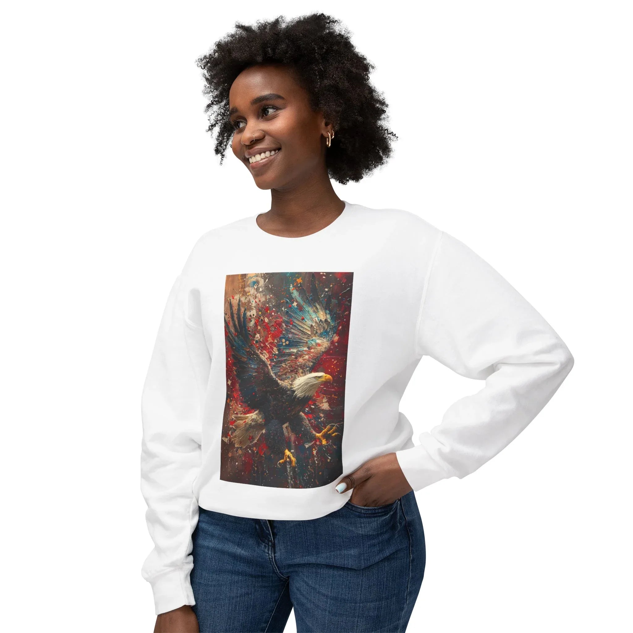 Lightweight Crewneck Sweatshirt, Patriotic American T-Shirts, Flag T-Shirts, Independence Tees, Funny Patriotic Shirts, Custom American Tees - 250 USA Celebration