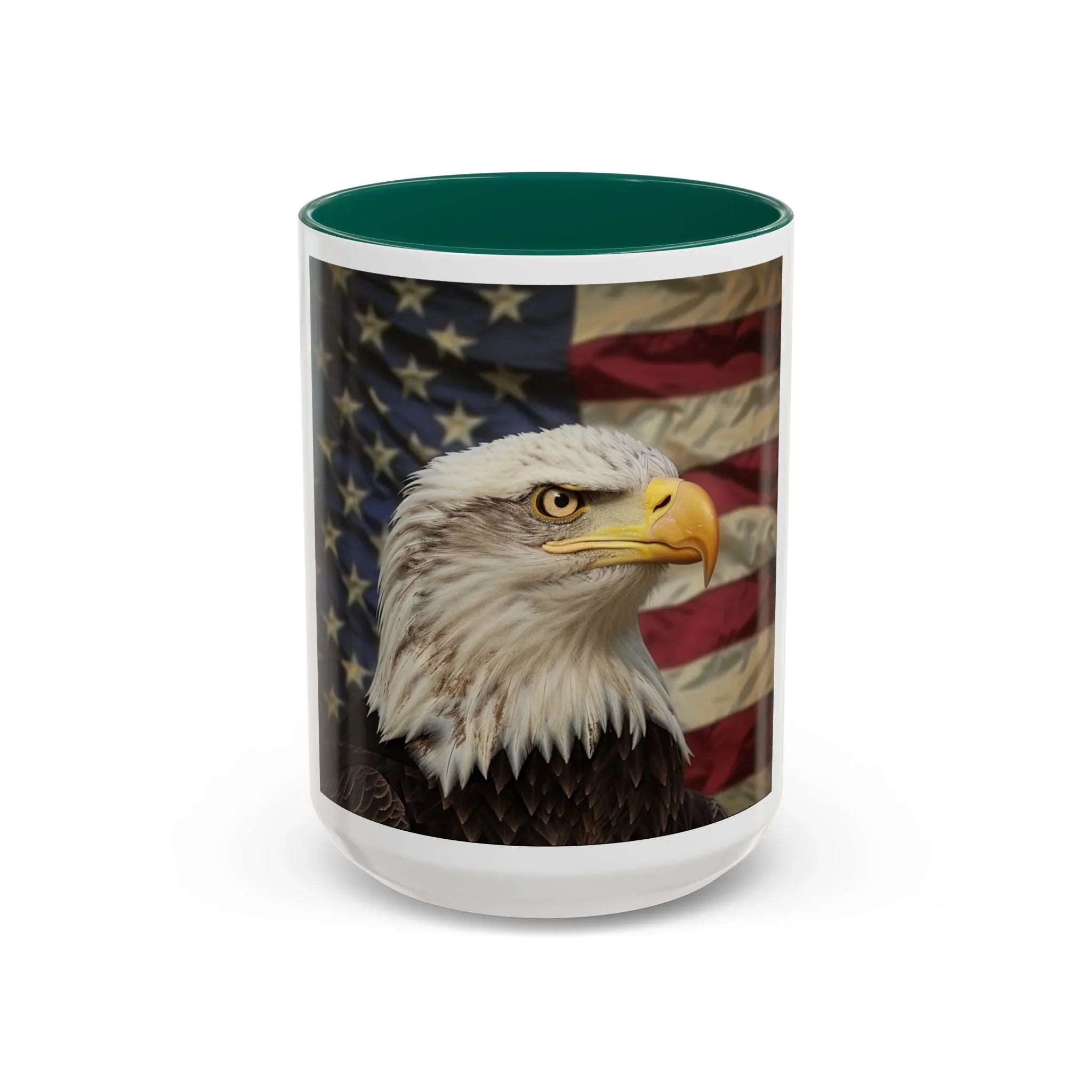 Colorful Mugs (11oz, 15oz) American eagle with American flag, fireworks all around the eagle, patriotic themed - 250 USA Celebration