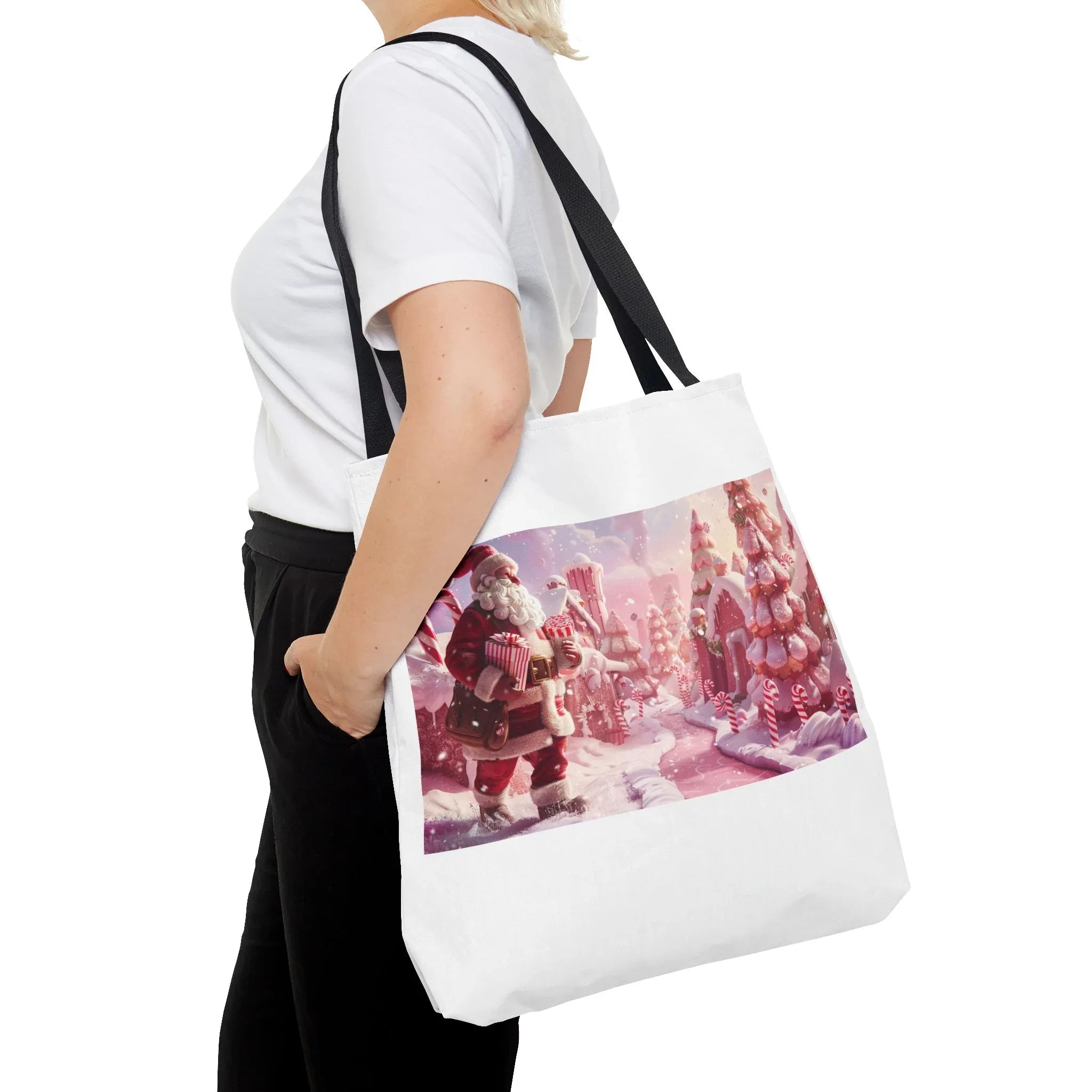 Santa Claus Holiday Tote Bag, AOP Printing, Christmas Gift Bag, Festive Shopping Tote, Fun Winter Accessories, Unique Holiday Item - 250 USA Celebration
