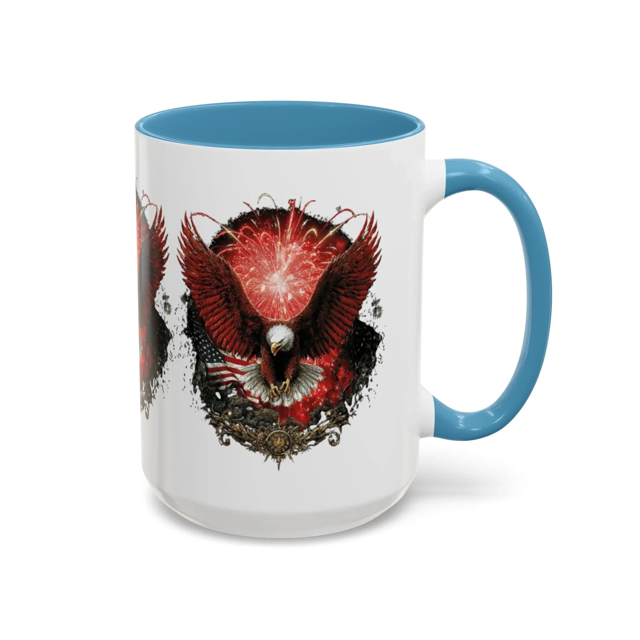 Red Eagle Emblem Accent Coffee Mug | Patriotic Eagle Design - 250 USA Celebration