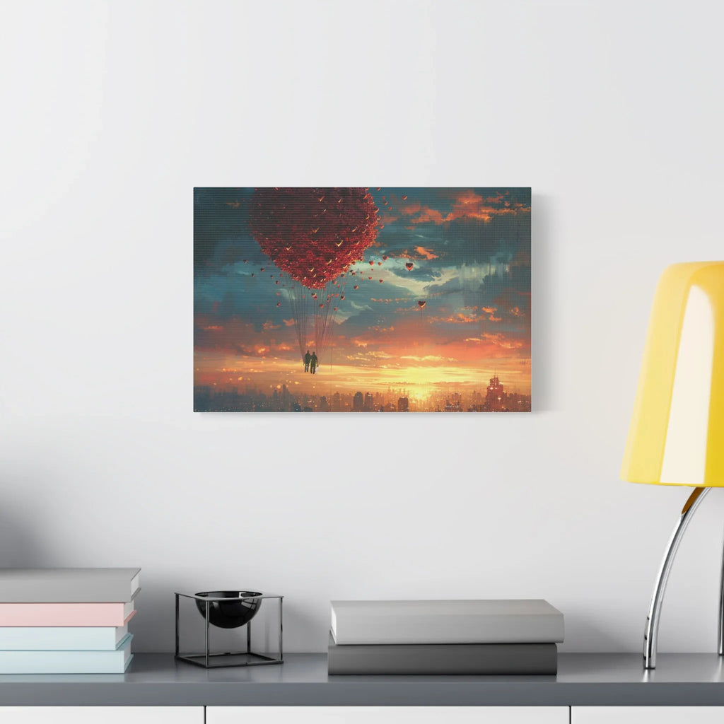 Romantic Canvas Wall Art, Love, Heart Balloon Art, Gift for Couples, Valentines Wall Decor, Valentine's Day Women's Merchandise, Valentines - 250 USA Celebration