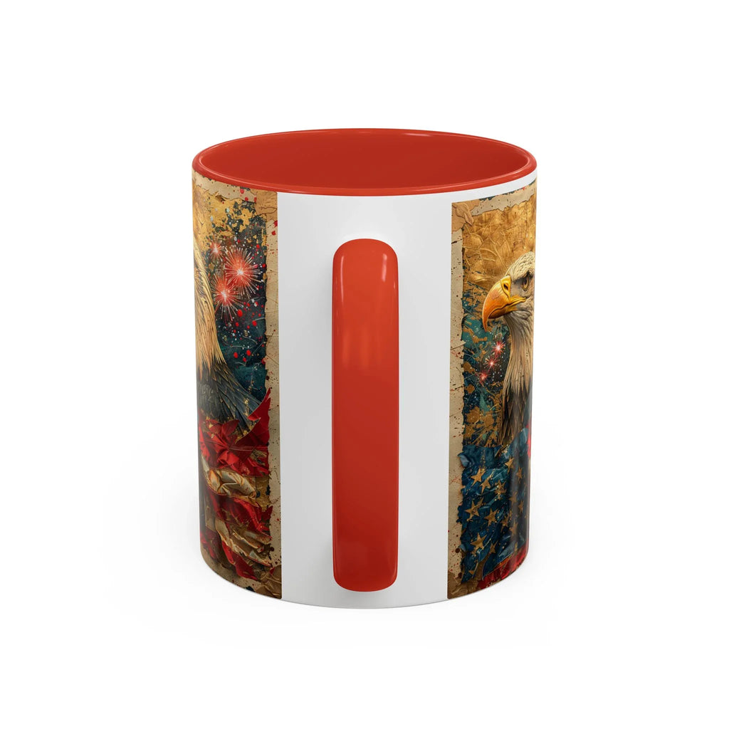 Bald Eagle with Tattered American Flag Coffee Mug | Fireworks Patriotic 11oz 15oz - 250 USA Celebration