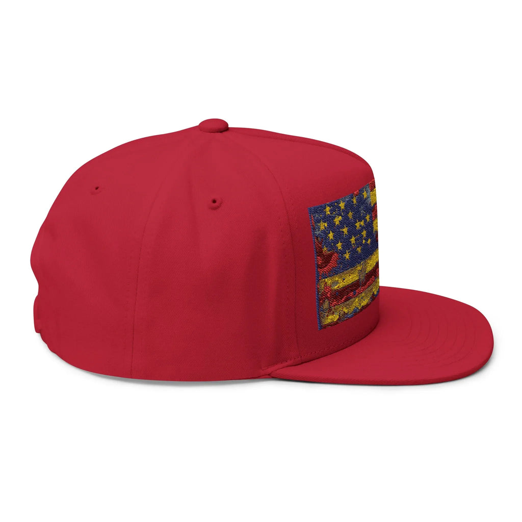 Patriotic Embroidered Flat Bill Cap | USA Flag Hat for Outdoor Events, Gifts, Festivals, July 4th, Summer Days - 250 USA Celebration