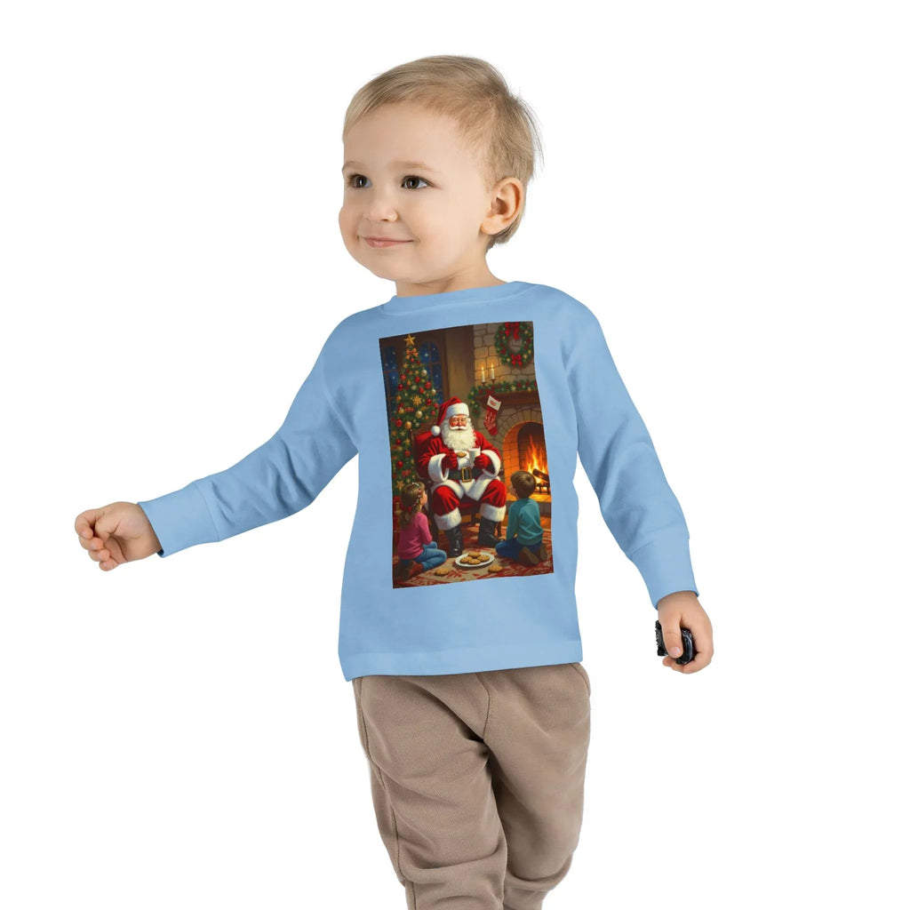 Christmas Santa Toddler Long Sleeve Tee, Holiday Shirt for Kids, Festive Outfit, Winter Apparel, Cute Christmas Gift, Family Photoshoot - 250 USA Celebration