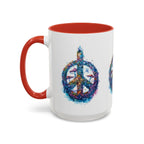 Psychedelic Mushroom Peace Sign Mug | Neon Tie-Dye Peace Script - 250 USA Celebration