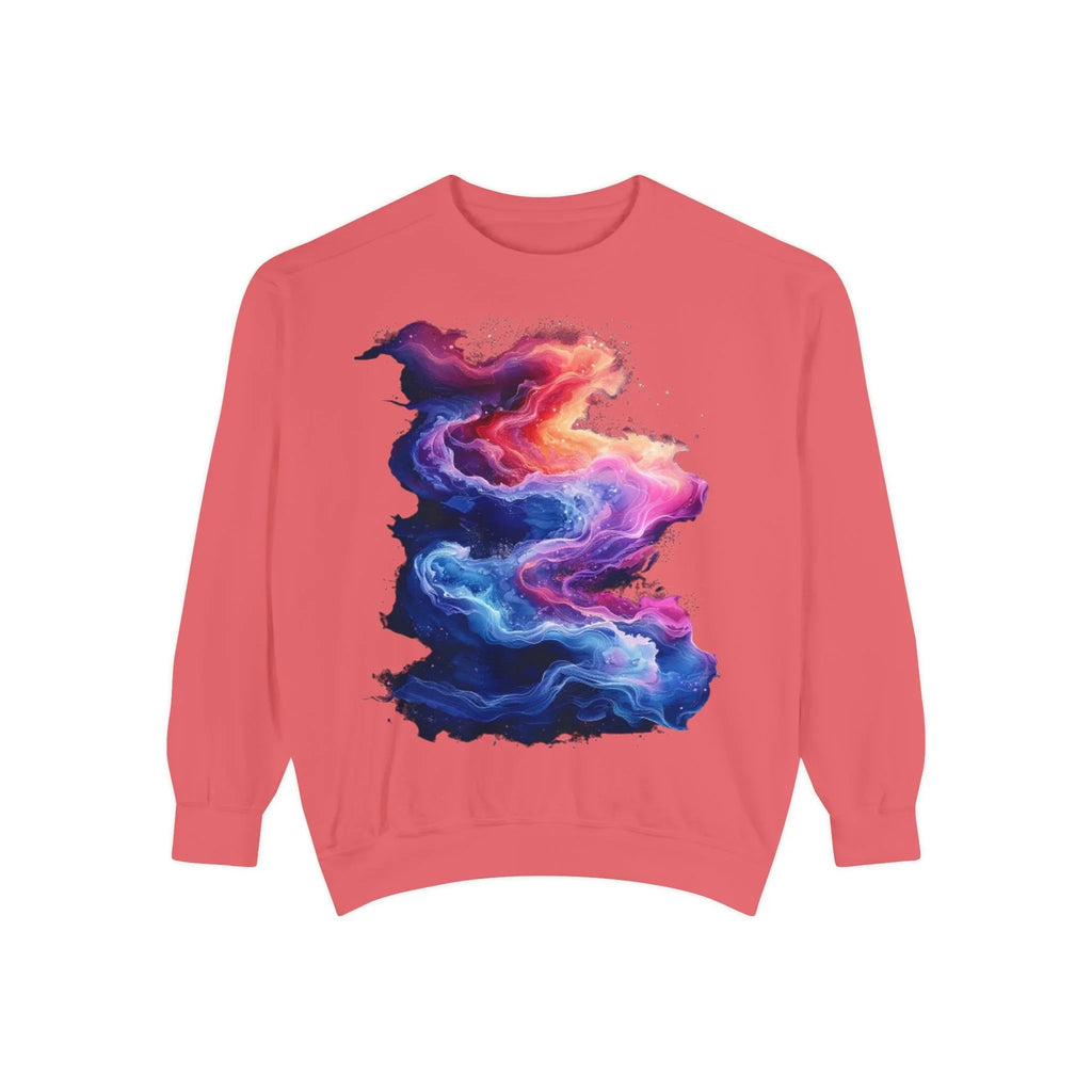 Hyper Bloom Fracture: Psychedelic tee with shattering florals in electric turquoise & magenta flares. Unisex trippy festival flair! - 250 USA Celebration