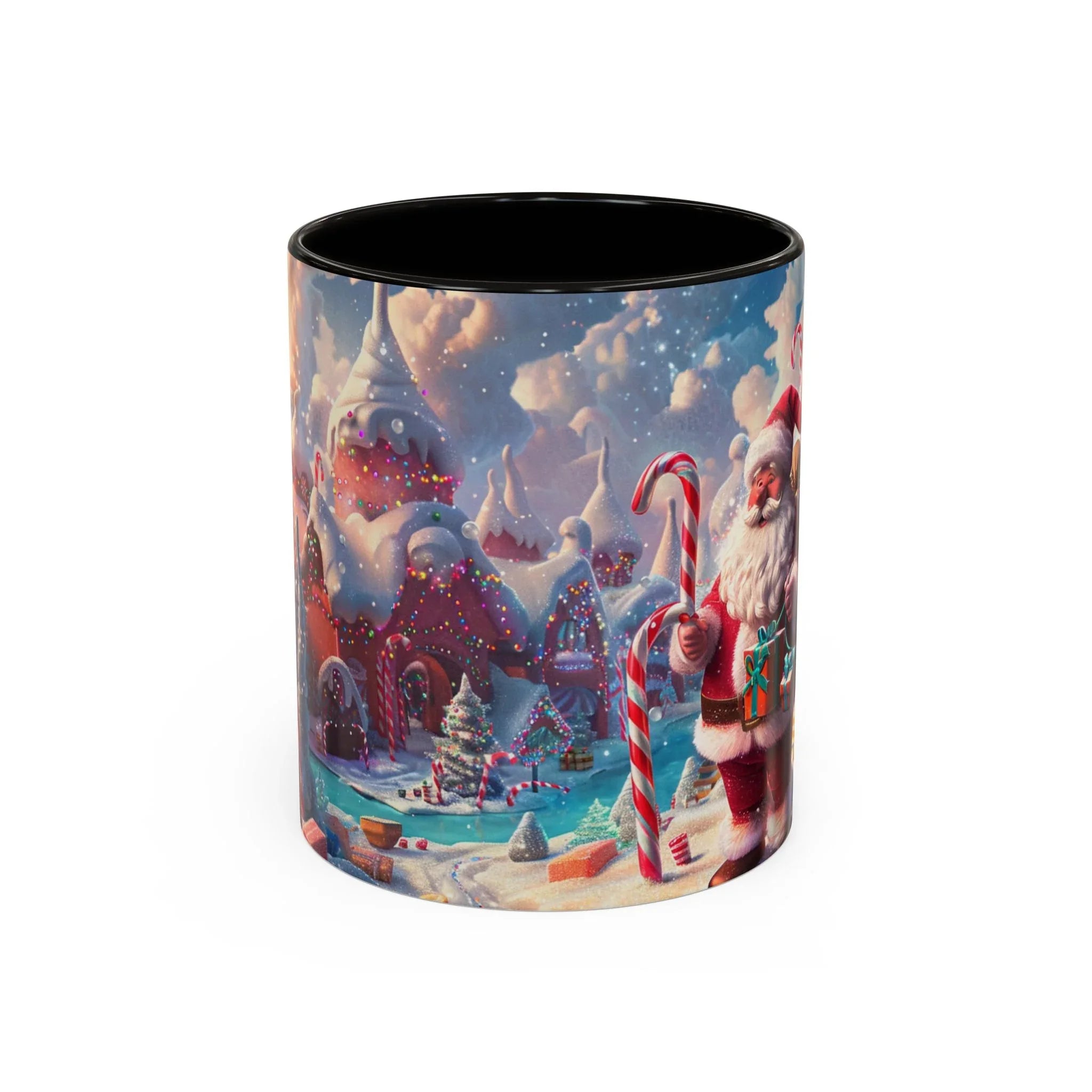 Festive Santa in Candy Wonderland mug | Holiday Christmas ceramic mug - 250 USA Celebration