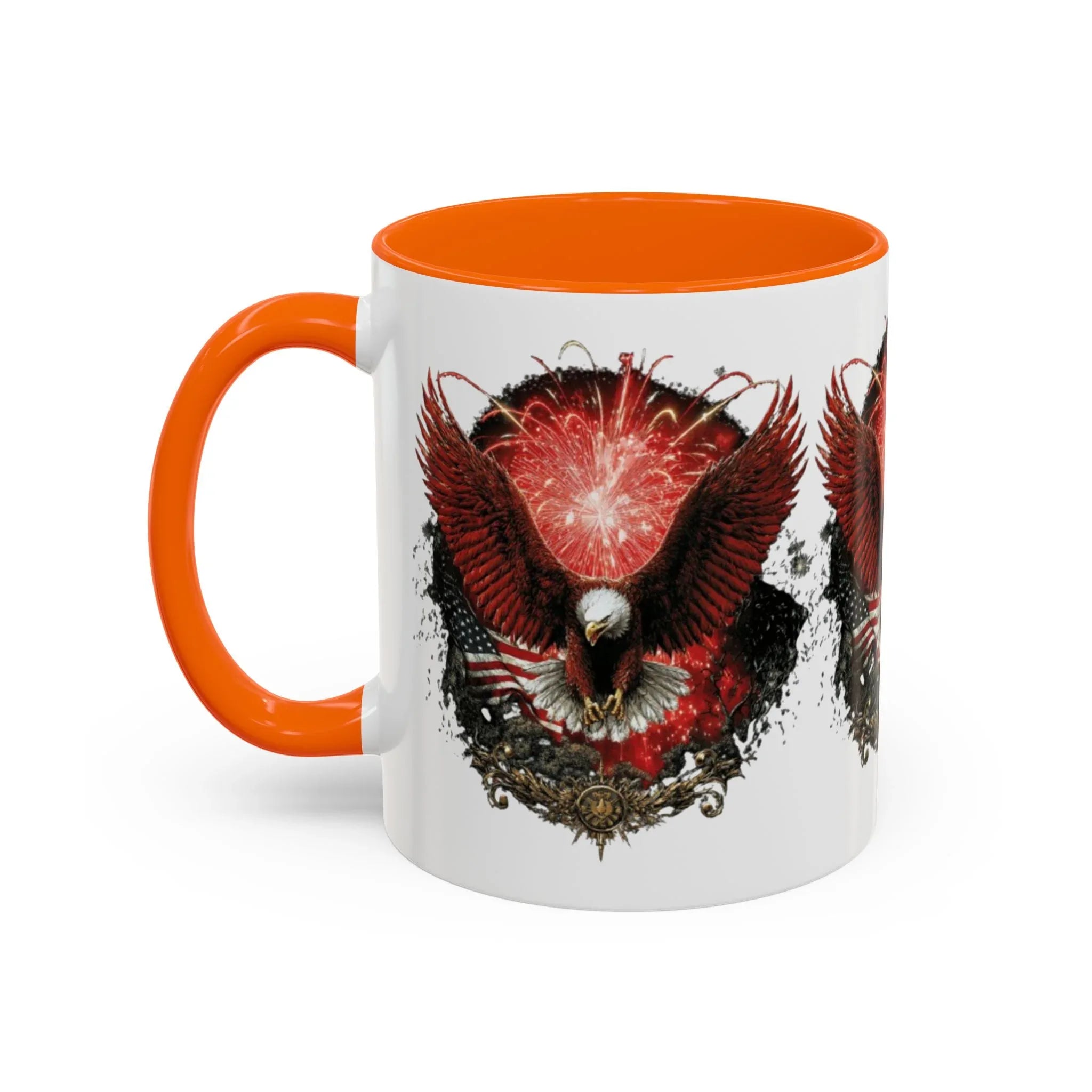 Red Eagle Emblem Accent Coffee Mug | Patriotic Eagle Design - 250 USA Celebration