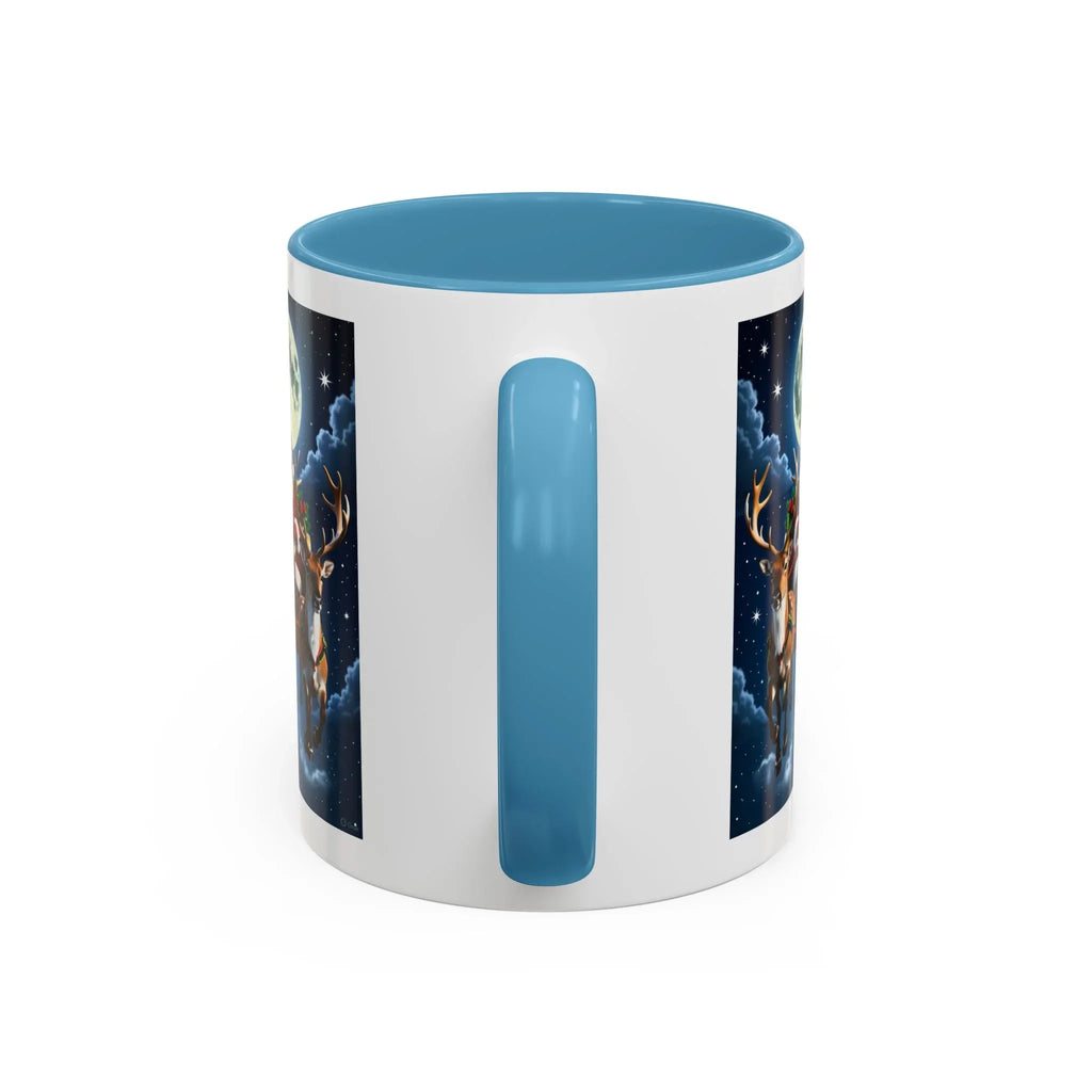 Santa Sleigh with Reindeer Coffee Mug | Christmas Moon Accent Mug - 250 USA Celebration