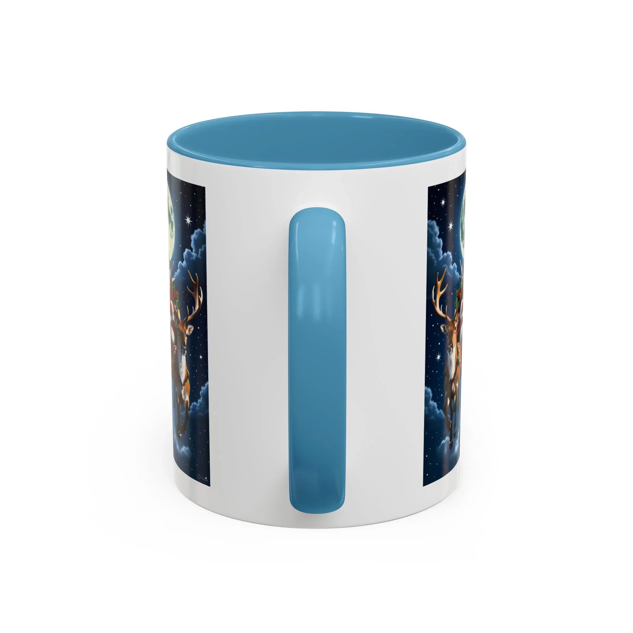 Santa Sleigh with Reindeer Coffee Mug | Christmas Moon Accent Mug - 250 USA Celebration