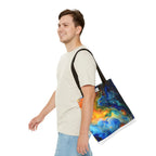 Abstract Fluid Art Tote Bag | Colorful Swirl Beach Bag - 250 USA Celebration