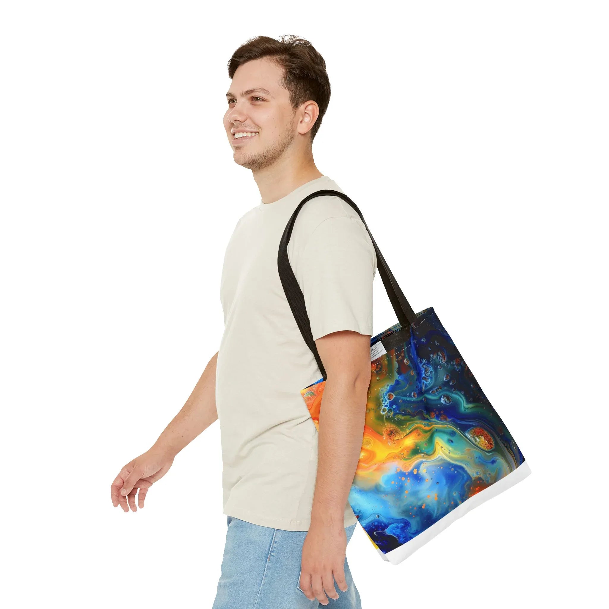 Abstract Fluid Art Tote Bag | Colorful Swirl Beach Bag - 250 USA Celebration