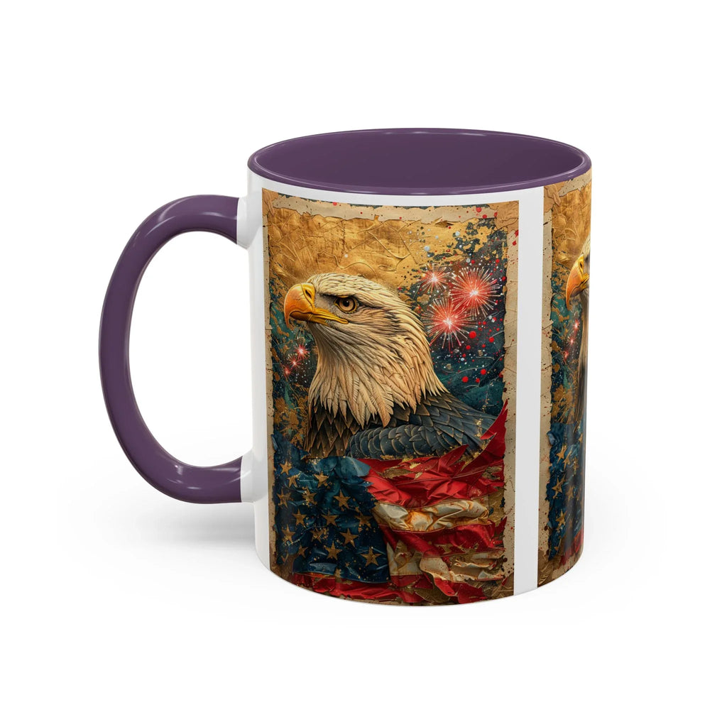 Bald Eagle with Tattered American Flag Coffee Mug | Fireworks Patriotic 11oz 15oz - 250 USA Celebration