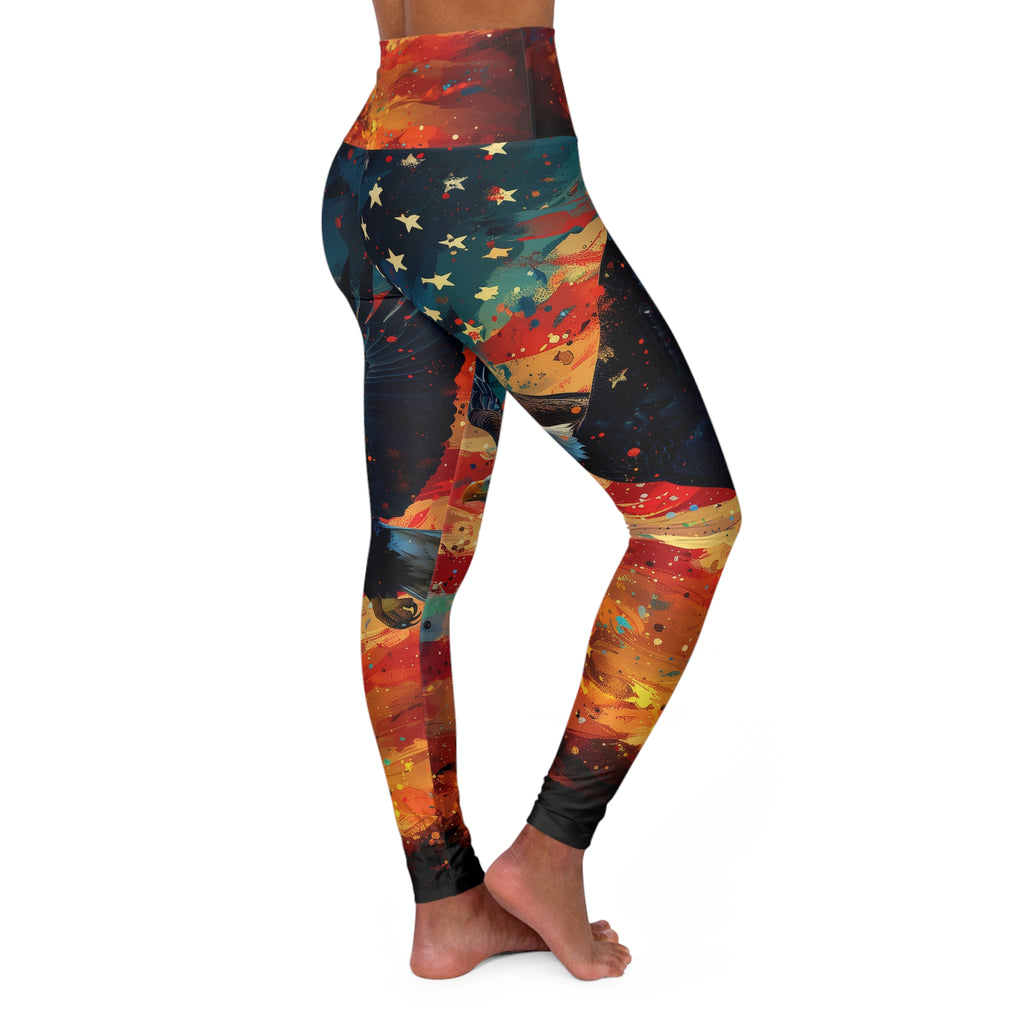 Patriotic Eagle High-Waist Yoga Leggings — American Flag Athletic Leggings