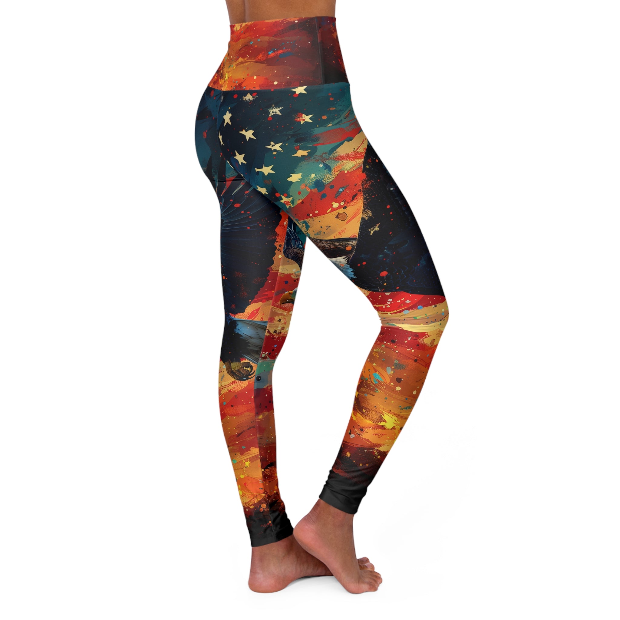 Patriotic Eagle High-Waist Yoga Leggings — American Flag Athletic Leggings