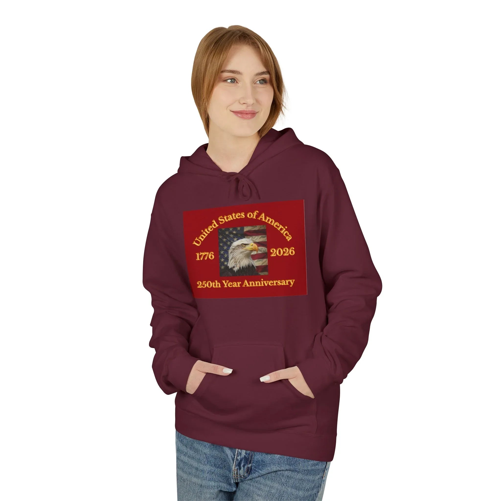 Bald Eagle Patriotic 250th Anniversary Hoodie 1776 2026 United States 250th Anniversary USA Patriotic Freedom Shirt Responsibly Made America - 250 USA Celebration