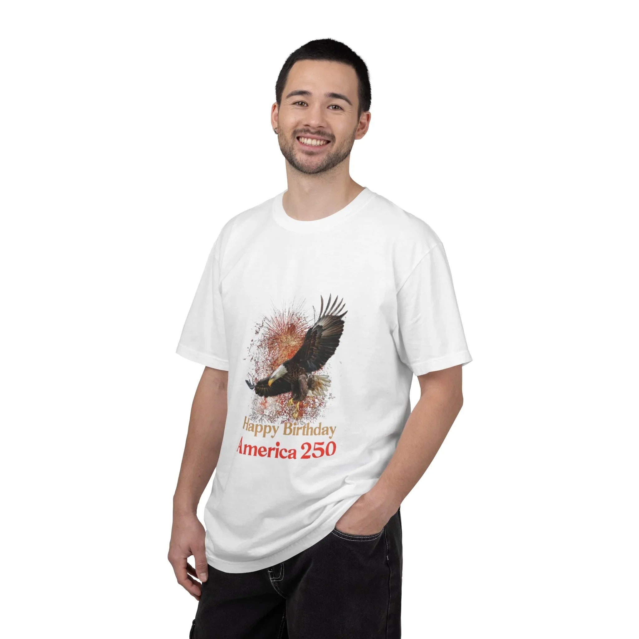 Eagle Illustration Happy Birthday America 250 T-Shirt | Patriotic Bald Eagle Tee - 250 USA Celebration