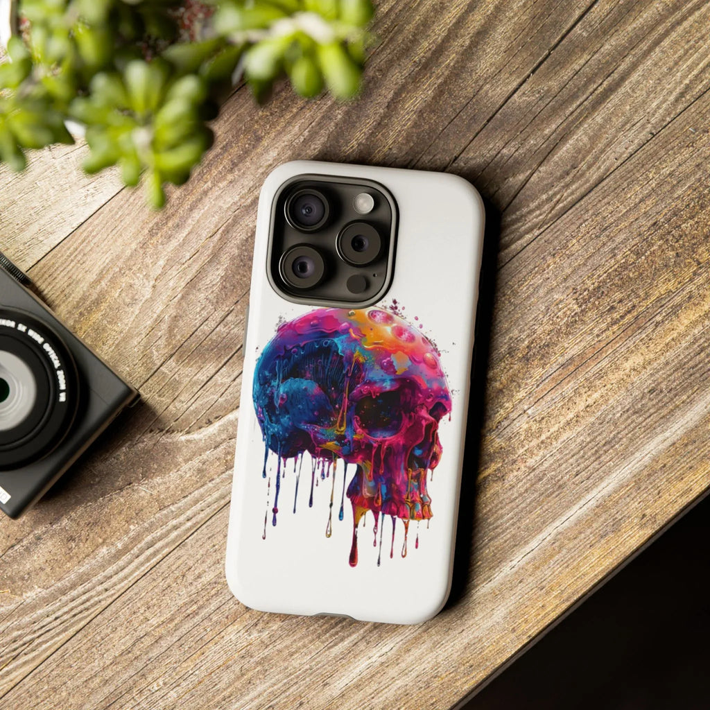 Colorful Drip Skull Phone Case | Hard Plastic Protective Case - 250 USA Celebration