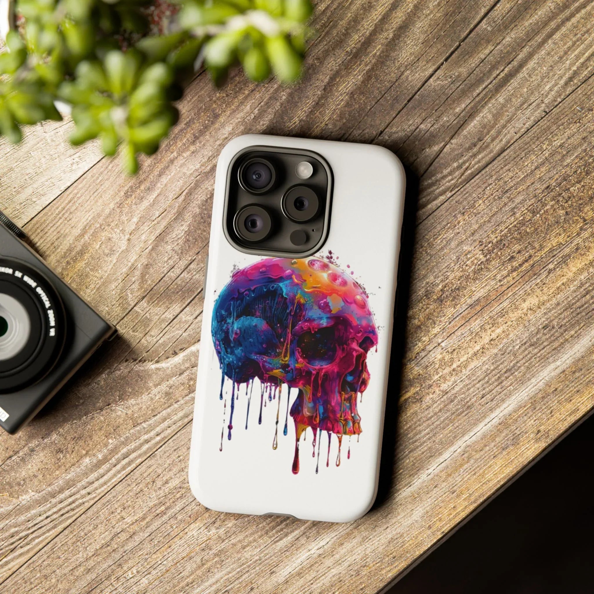 Colorful Drip Skull Phone Case | Hard Plastic Protective Case - 250 USA Celebration
