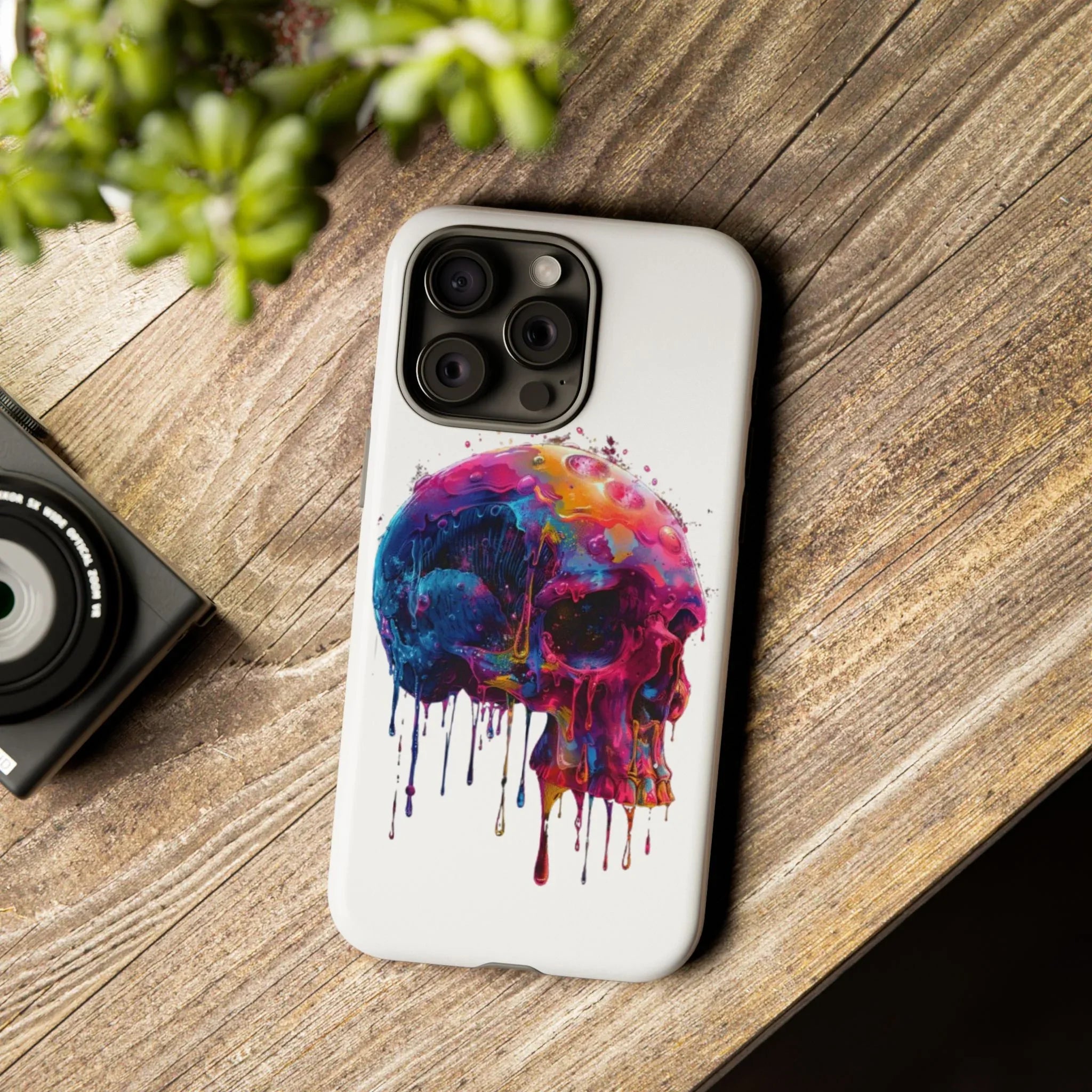 Colorful Drip Skull Phone Case | Hard Plastic Protective Case - 250 USA Celebration