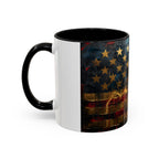 Distressed American Flag Accent Coffee Mug — Patriotic 11/15oz