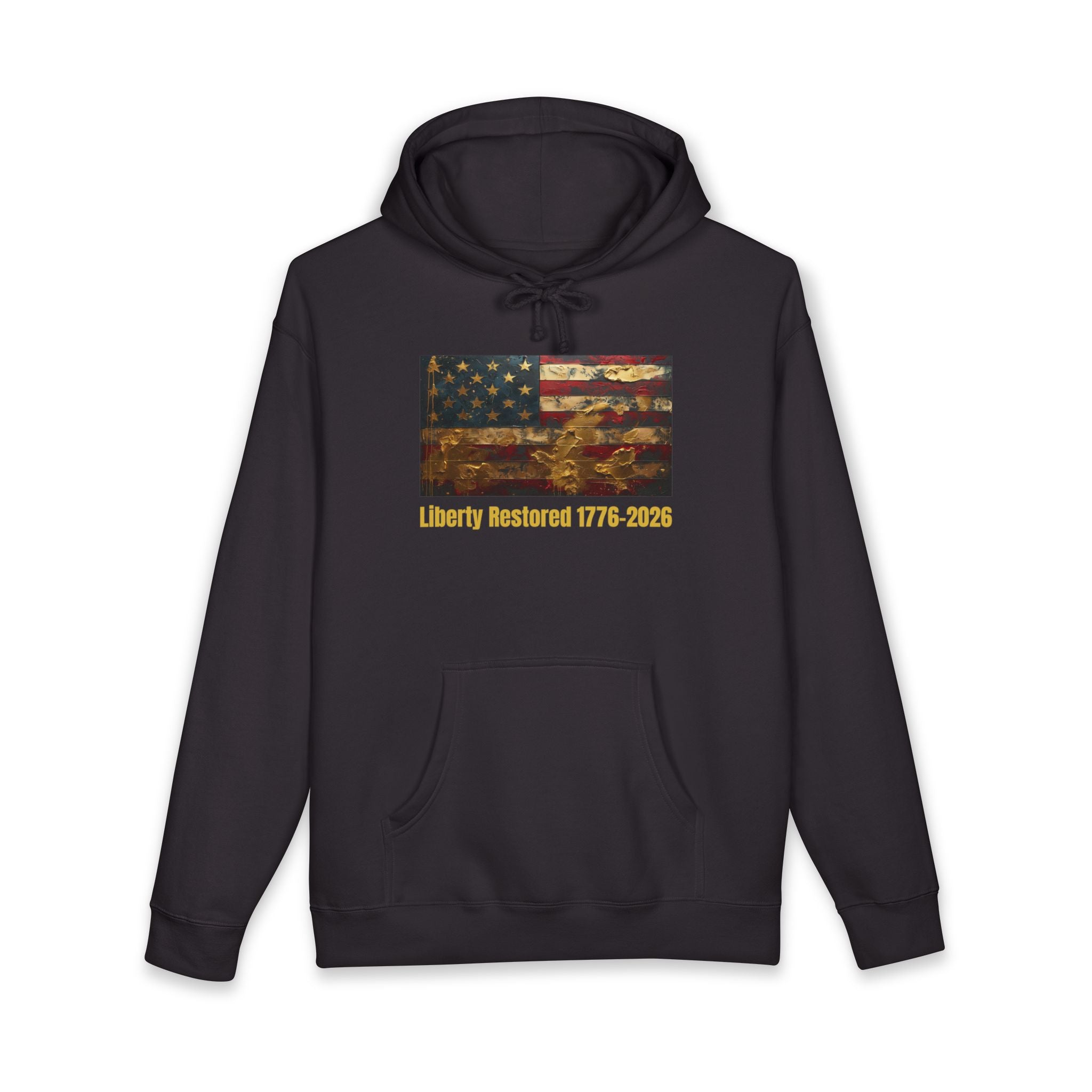 Liberty Restored 1776-2026 Hoodie — Vintage American Flag Patriotic Sweatshirt