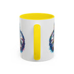 Psychedelic Mushroom Peace Sign Mug | Neon Tie-Dye Peace Script - 250 USA Celebration