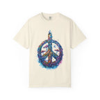 Psychedelic Mushroom Peace Sign T-Shirt | Neon Tie-Dye 60s Hippie Poster - 250 USA Celebration