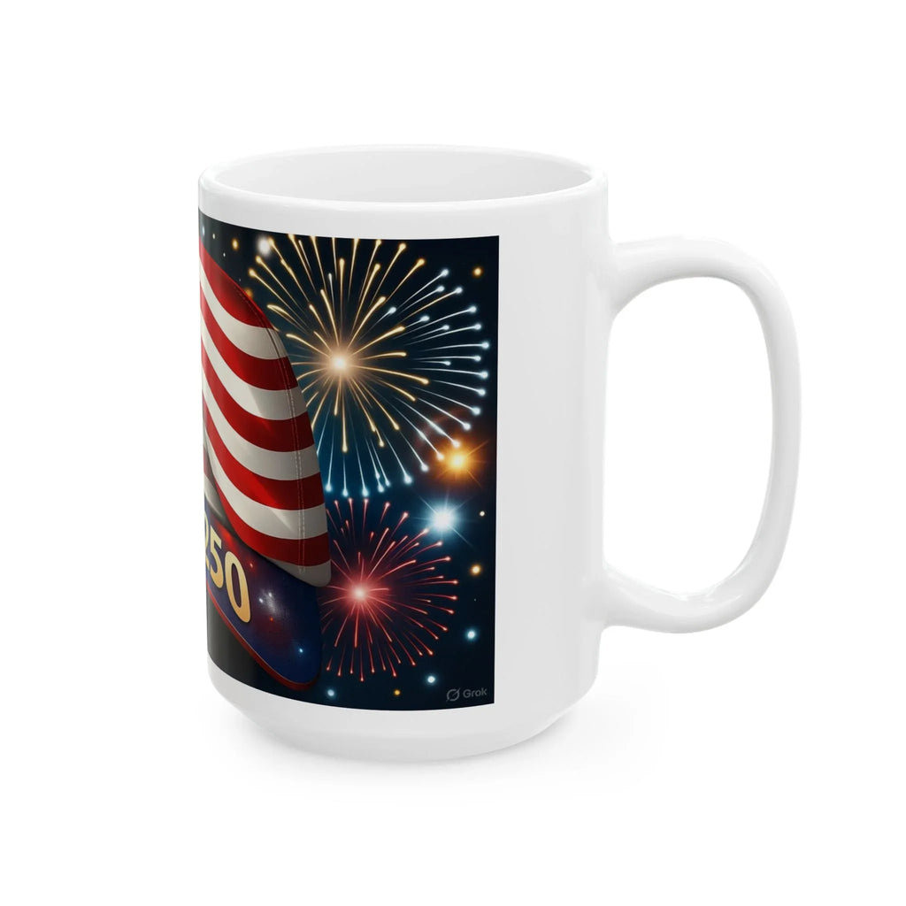 Patriotic Ceramic Mug, Stars & Stripes Coffee Cup, USA 250 Design, 4th of July Gift, Independence Day Decor, Tea Mug - 250 USA Celebration