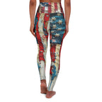 American Flag High-Waisted Yoga Leggings — Distressed Vintage Stars & Stripes