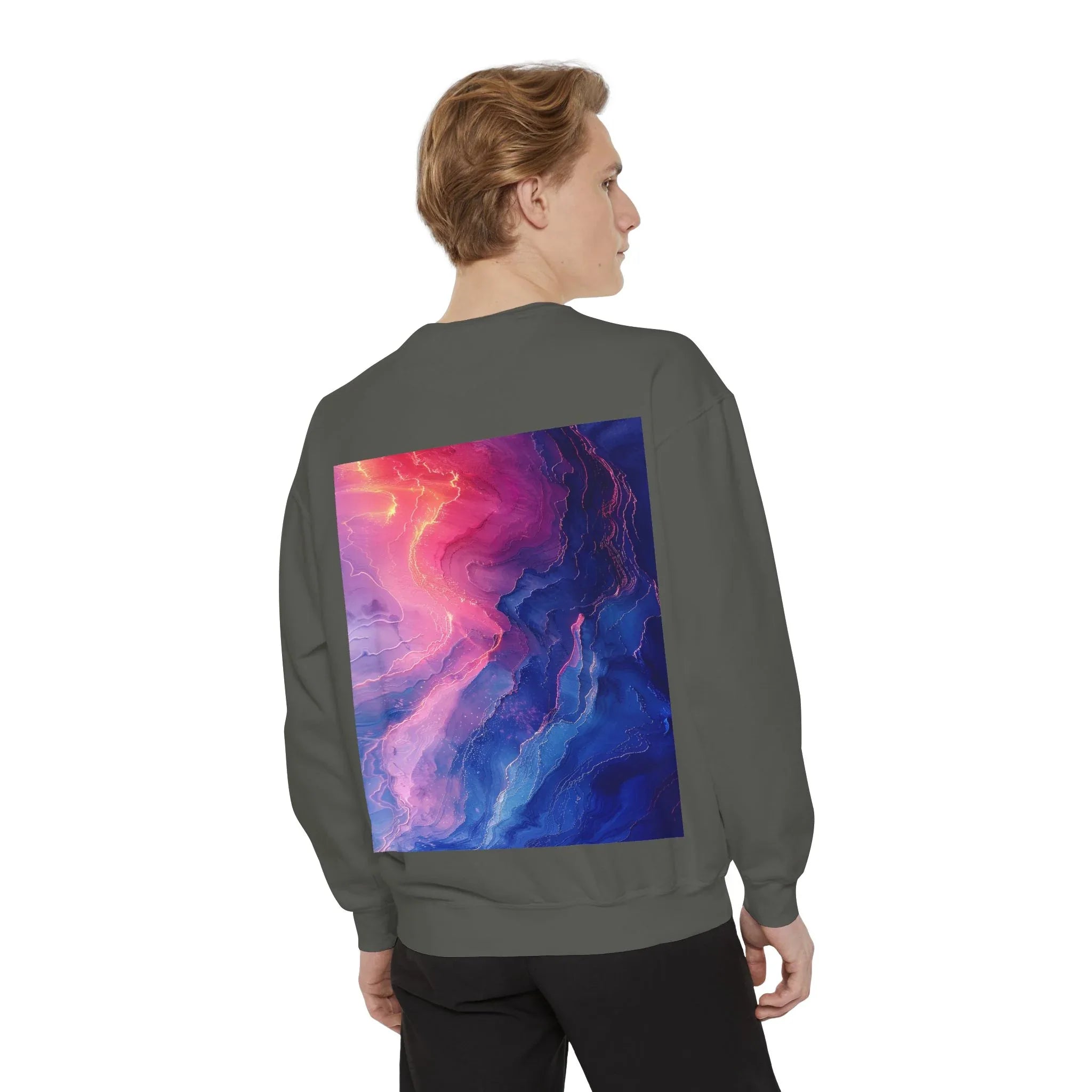 Hyper Bloom Fracture: Psychedelic tee with shattering florals in electric turquoise & magenta flares. Unisex trippy festival flair! - 250 USA Celebration