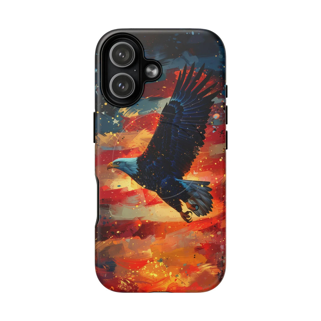 Eagle Flag Magnetic Phone Case, Patriotic iPhone Cover, Tough Cell Phone Cases, Gift for Veterans, Independence Day Accessories - 250 USA Celebration