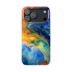 Abstract Color Swirl Slim Phone Case | Blue Orange Marble Galaxy - 250 USA Celebration