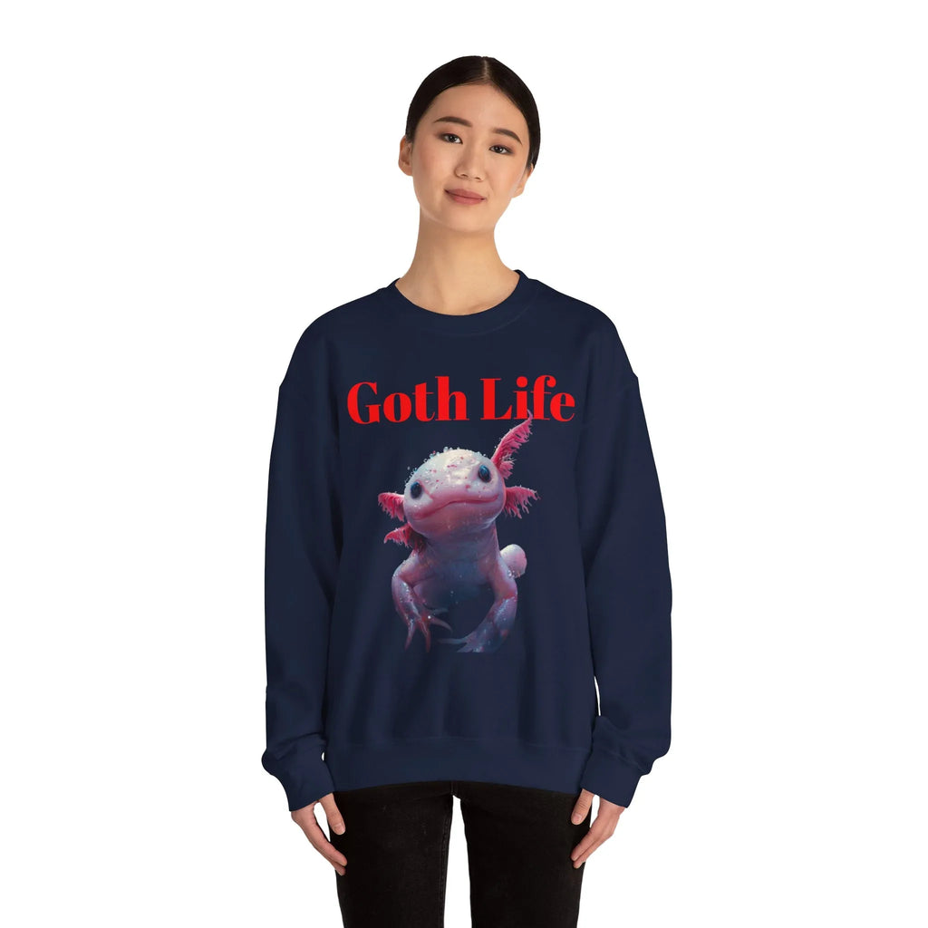 Goth Life Axolotl Sweatshirt | Cute Goth Axolotl Illustration - 250 USA Celebration