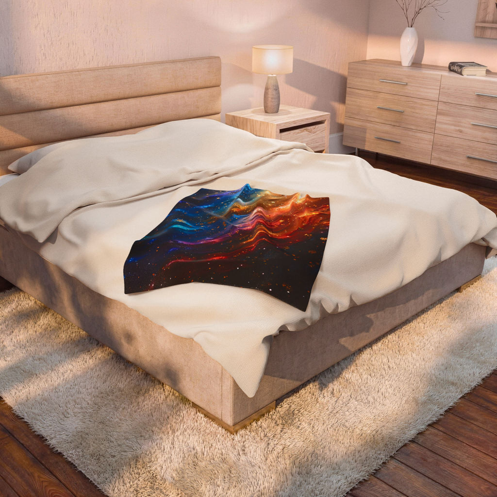 Galaxy Swirl Velveteen Plush Blanket — Colorful Cosmic Throw for Cozy Home & Gifts