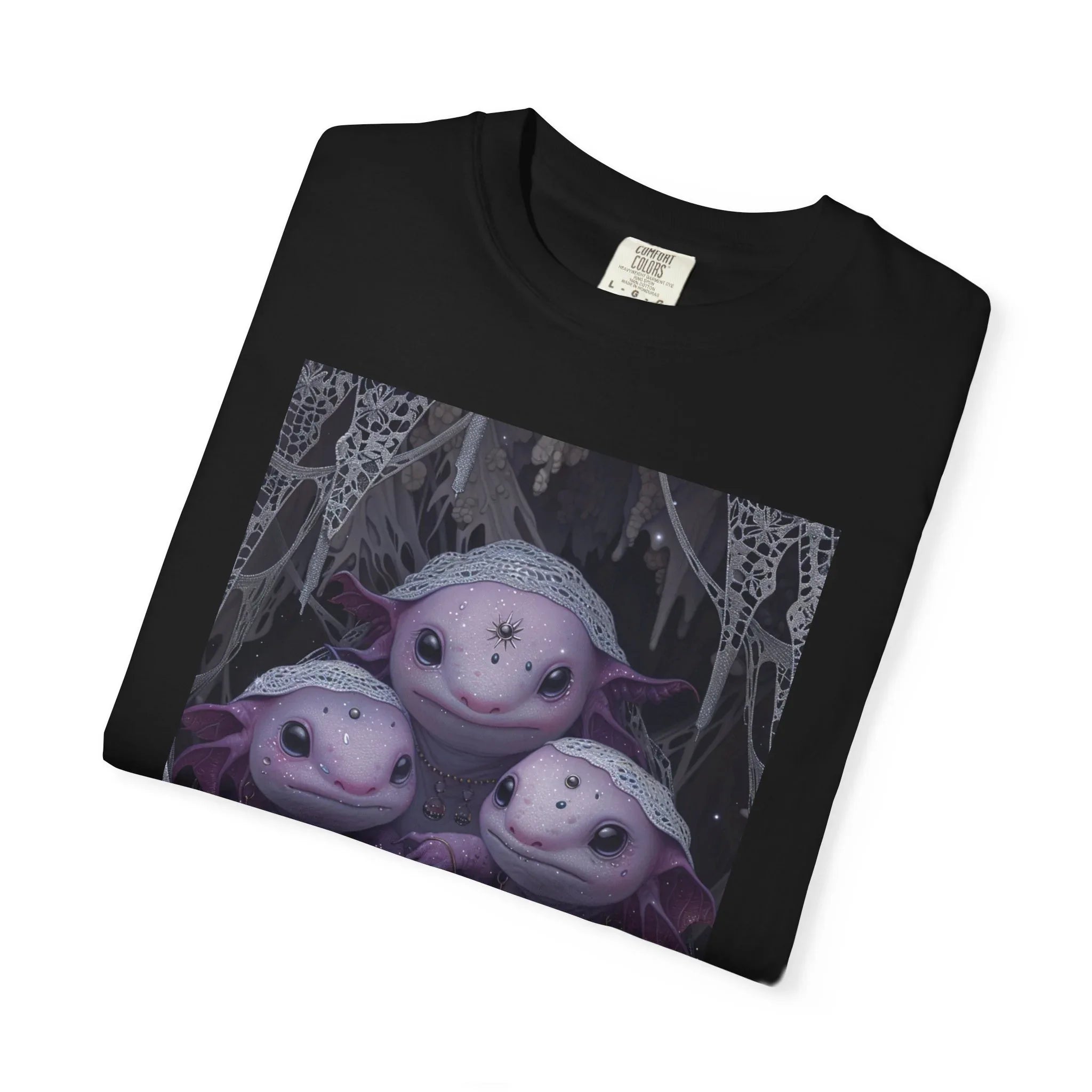 Three Axolotl Friends T-Shirt | Cute Purple Axolotl Illustration - 250 USA Celebration