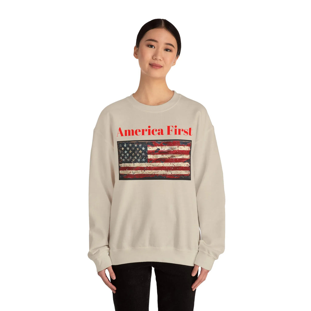 Patriotic American Crewneck Sweatshirt, USA Graphic Tees, Flag T-Shirts, Independence Apparel, Funny Patriotic Shirts, Custom American Tees - 250 USA Celebration