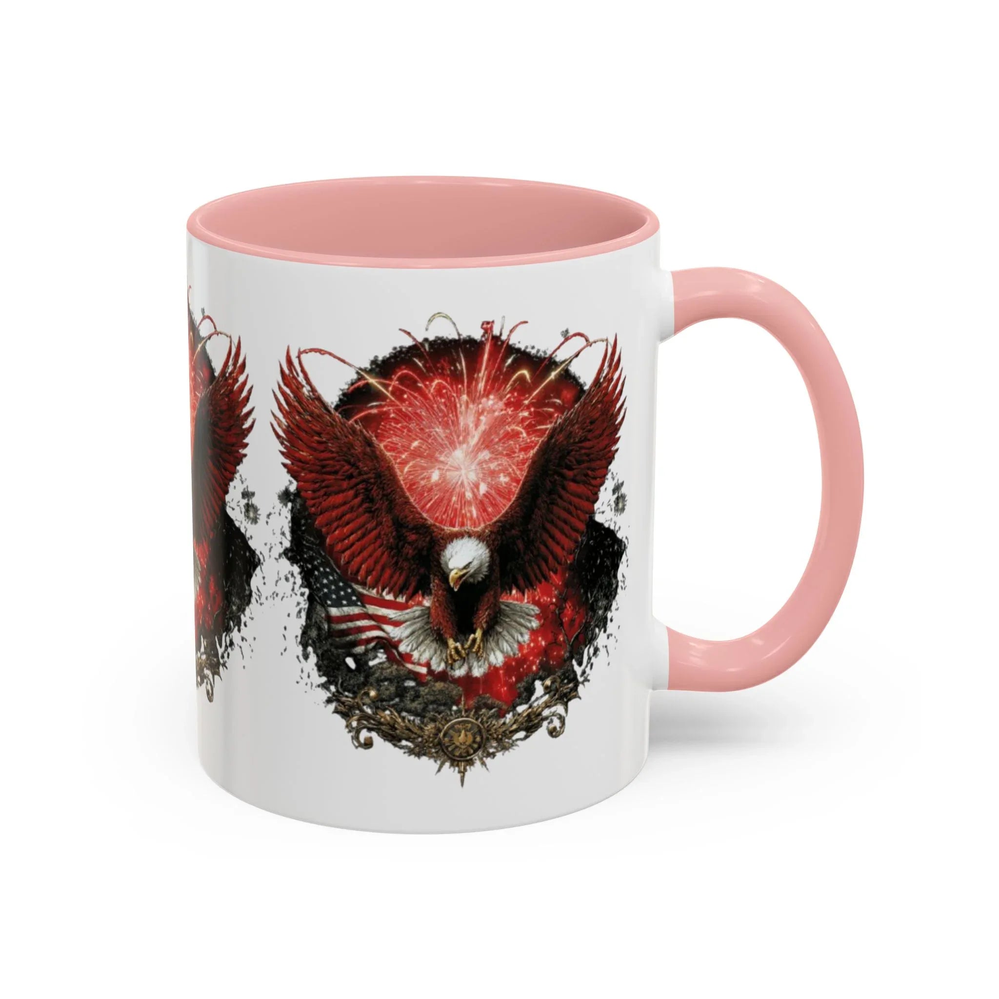 Red Eagle Emblem Accent Coffee Mug | Patriotic Eagle Design - 250 USA Celebration