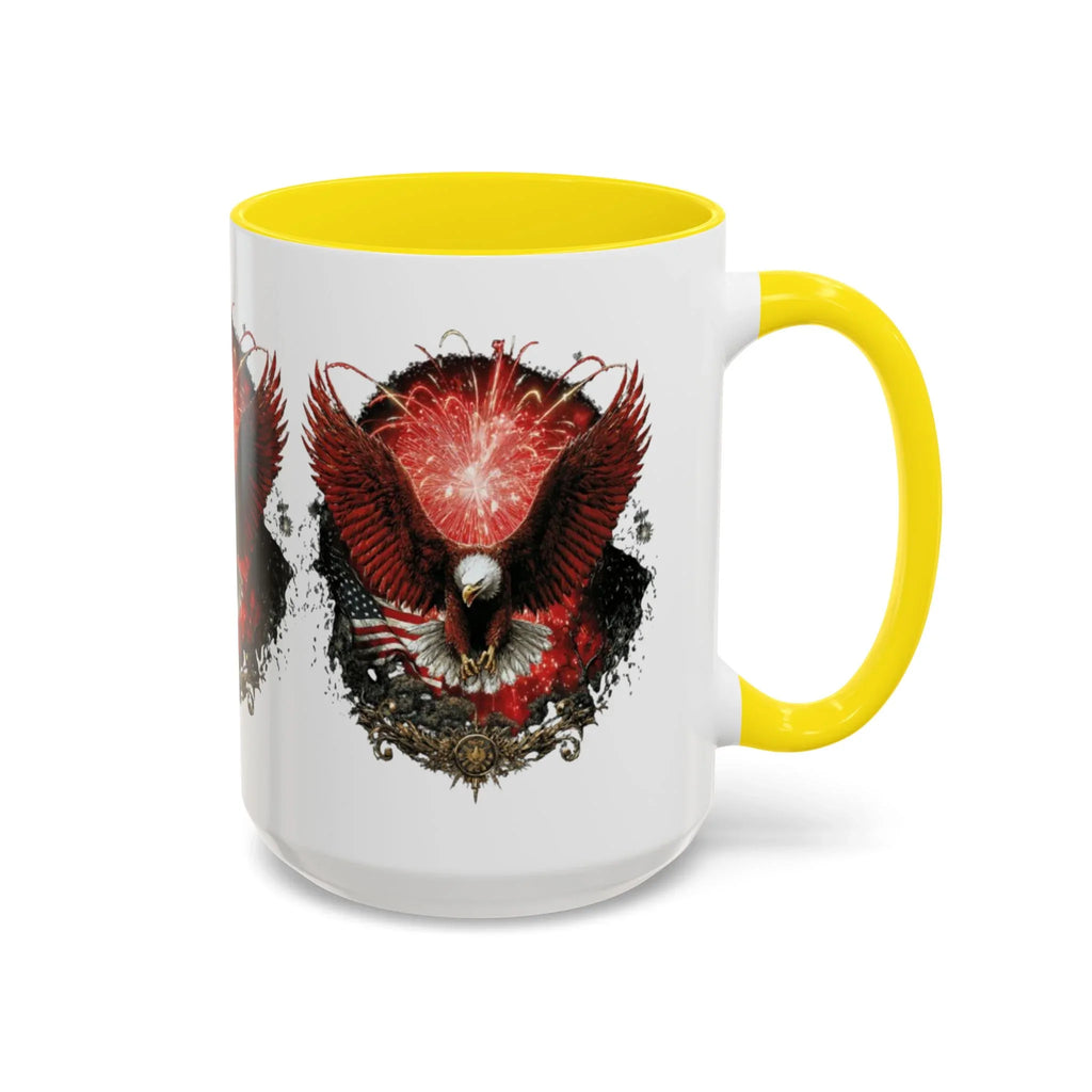 Red Eagle Emblem Accent Coffee Mug | Patriotic Eagle Design - 250 USA Celebration