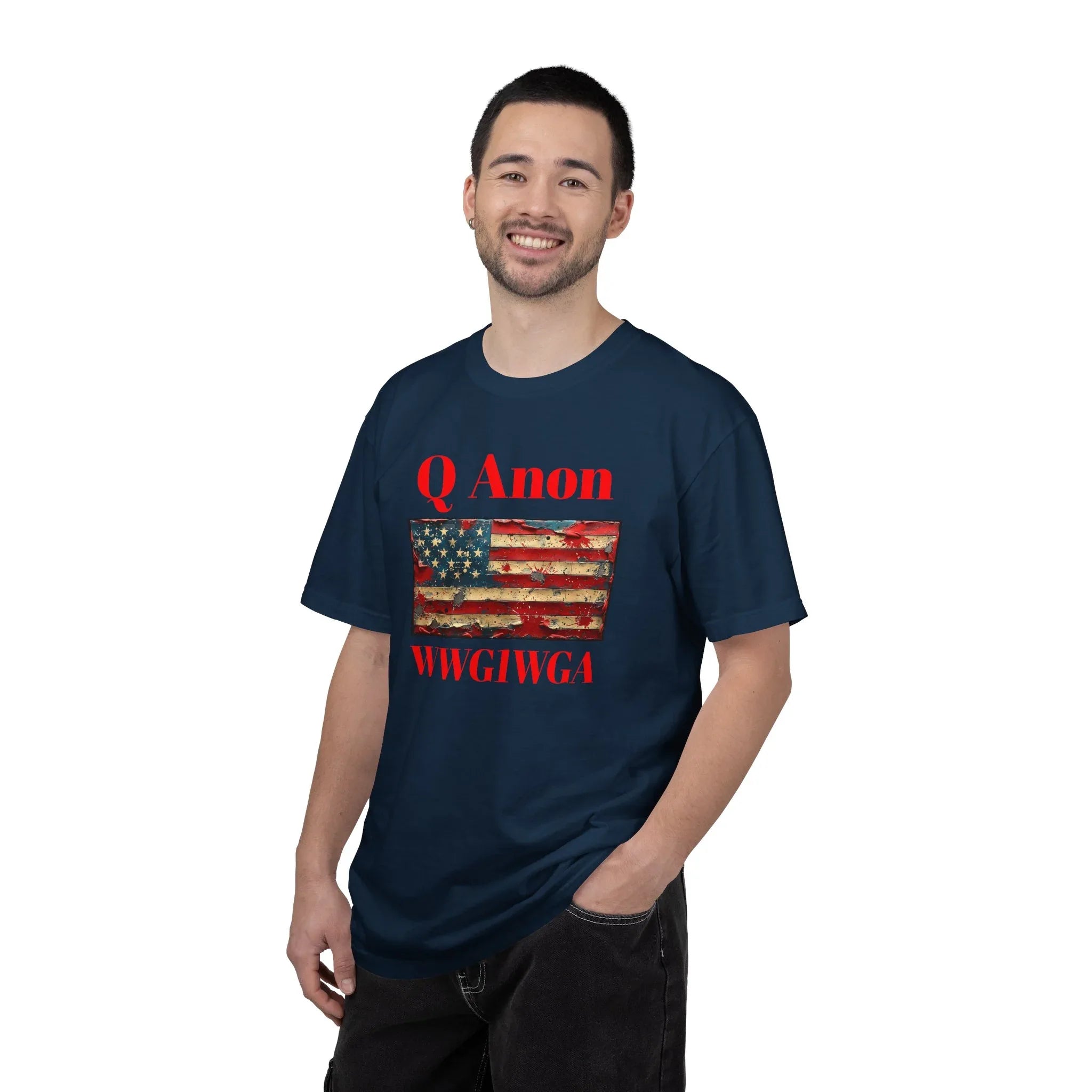 Q Anon WWG1WGA T-Shirt | American Flag Graphic Tee - 250 USA Celebration