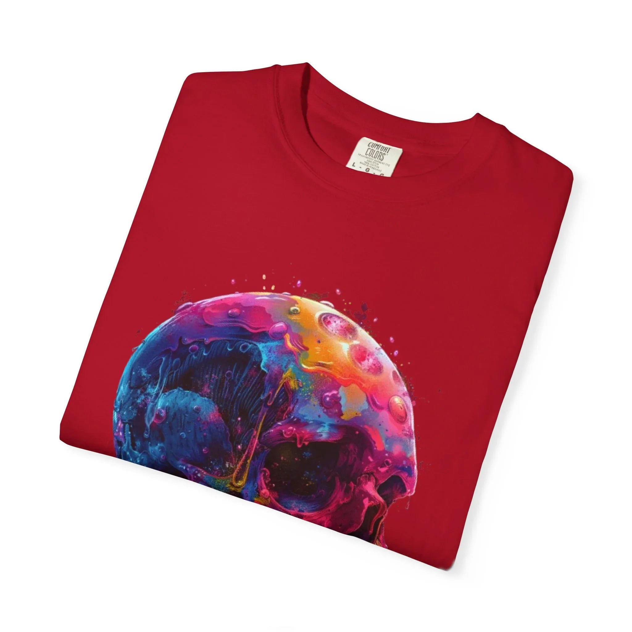 Colorful Drip Skull T-shirt | Watercolor Skull Shirt, Artistic Gothic Tee - 250 USA Celebration