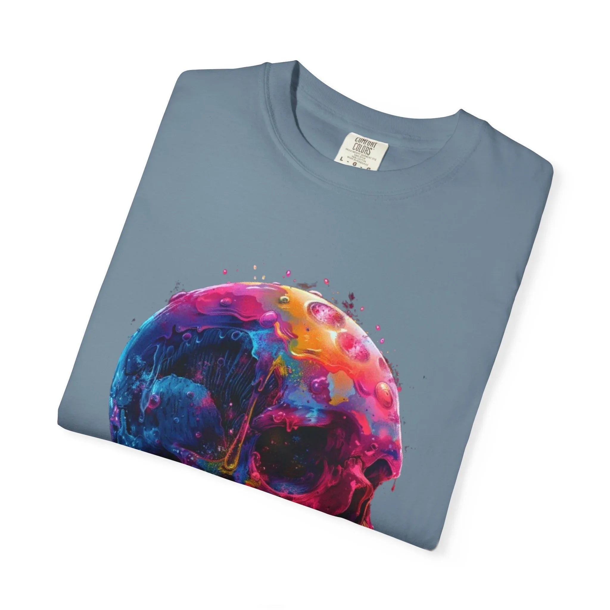 Colorful Drip Skull T-shirt | Watercolor Skull Shirt, Artistic Gothic Tee - 250 USA Celebration