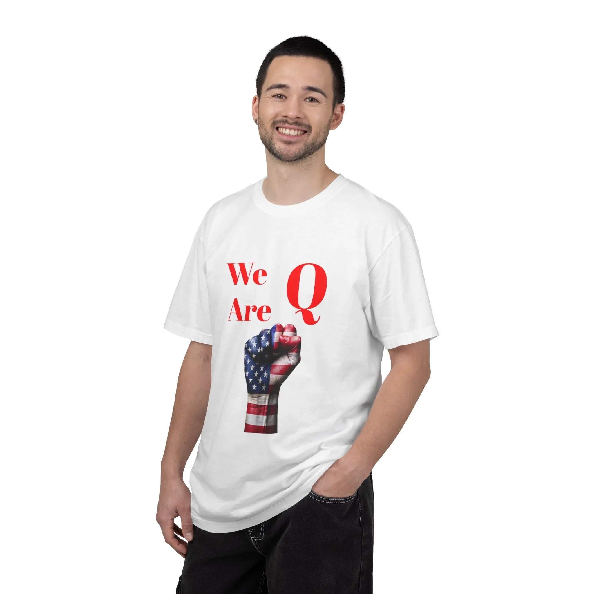 We Are Q fist American flag T-Shirt | QAnon political design - 250 USA Celebration