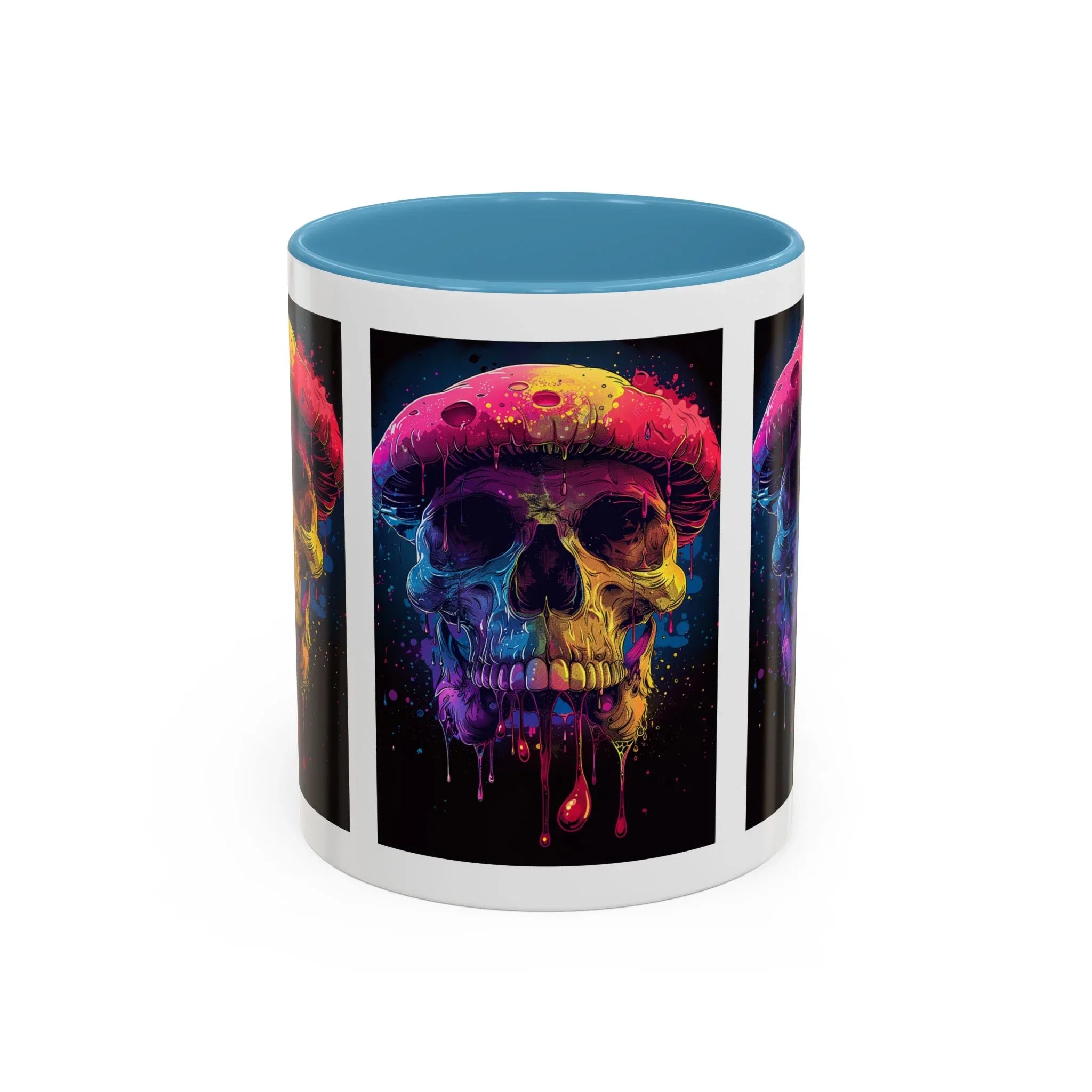 Psychedelic Mushroom Skull Rainbow Drip Mug | Blacklight Reactive Coffee Mug - 250 USA Celebration