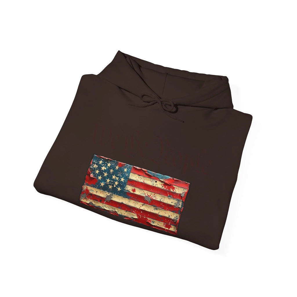We The People distressed American flag Hoodie | Patriotic Constitution design - 250 USA Celebration